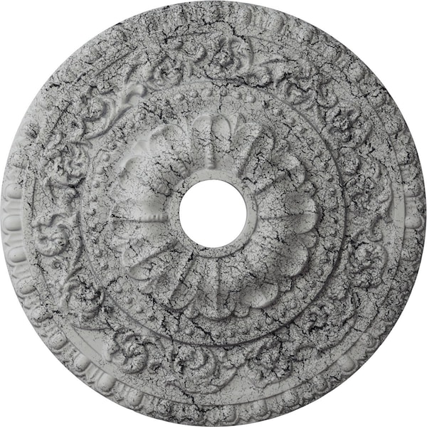 Ekena Millwork Vaduz Medallion (Canopies up to 3 1/2"), 23 1/2"OD x 3 1/2"ID x 2 1/8"P, Ultra Pure White Crackle CM23VAUWC - main
